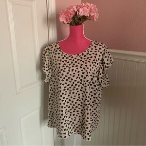 👗Shein Cream and Black Flutter Sleeve Blouse, size 2XL